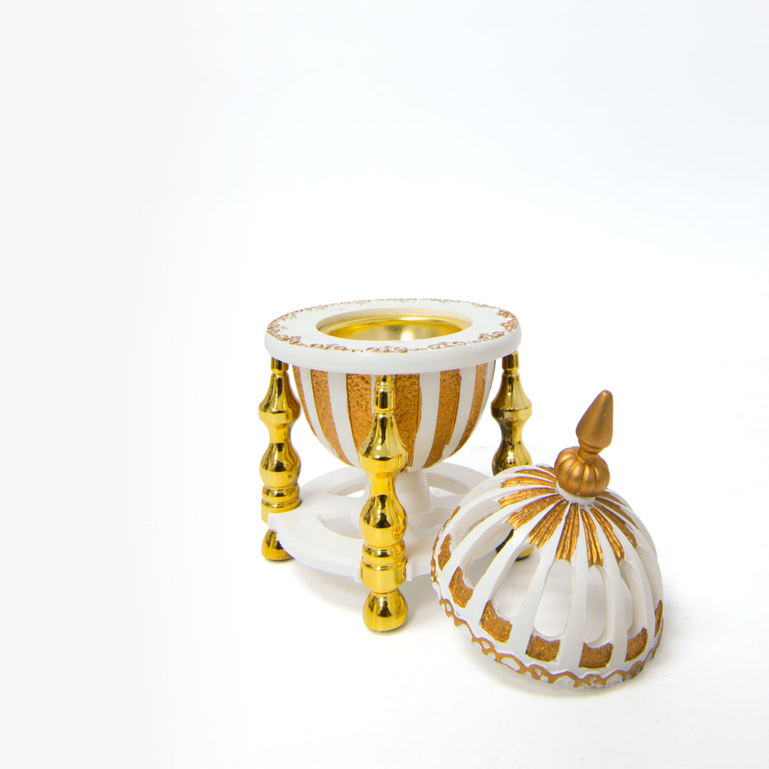 Decorative White and Gold Dome Burner MC802L