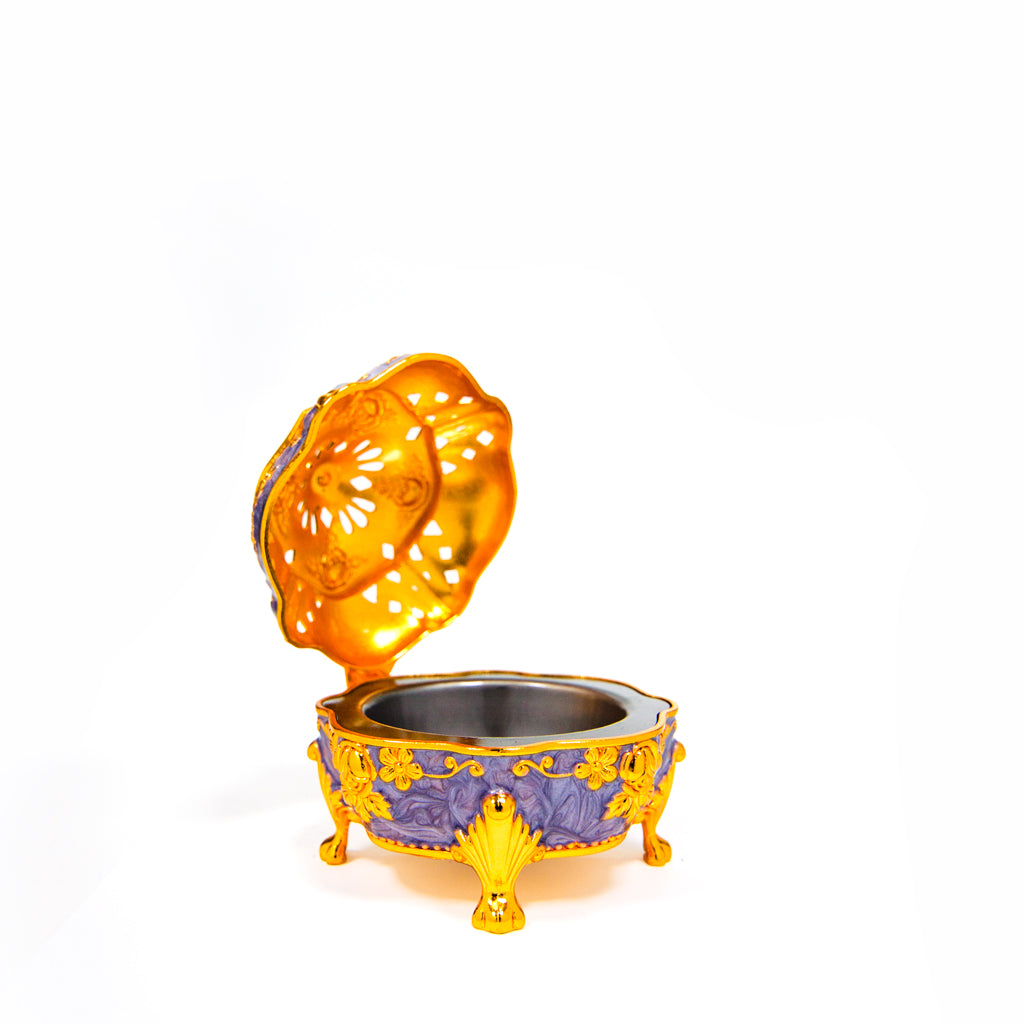 Al Haramain Lilac Enamel Gold Hinged GIB022 Incense Burner