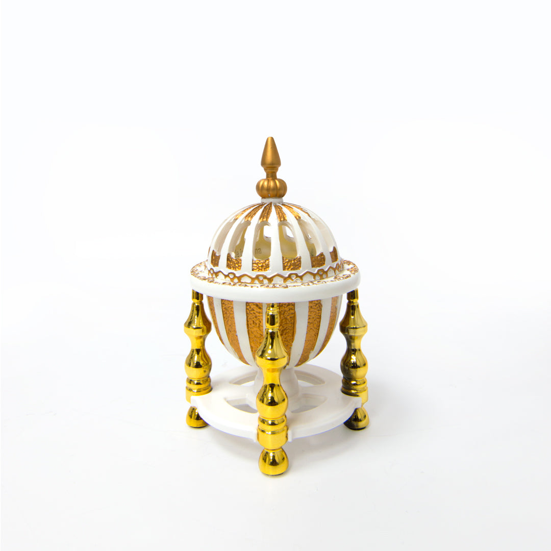 Decorative White and Gold Dome Burner MC802L