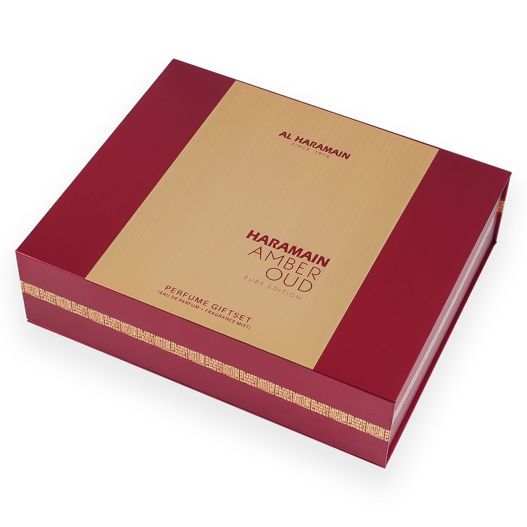 HARAMAIN AMBER OUD RUBY EDITION GIFT SET (EDP 75ML+EDP 30ML+FRARANCE MIST 250ML)